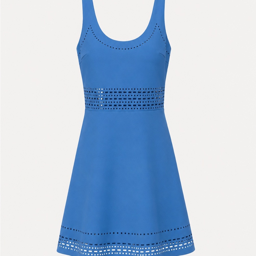 Blue Laser-Cut Mini Dress